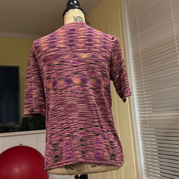 Kate Hill very slick Purple and Pink Drape Neck Blouse quarter sleeve size M - Picture 4 of 11